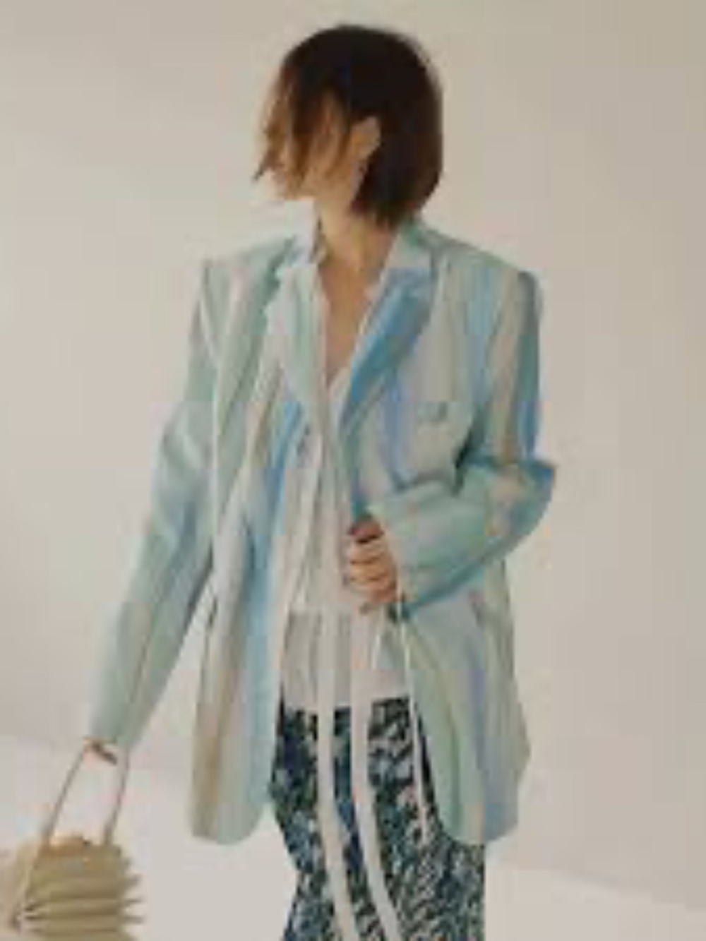 Unique Designer Blue Watercolour Linen Coastal Blazer - Picture 1 of 4